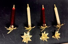 VTG 1950s Italian Clip Blown Glass Candle Christmas Ornaments 4 + 3 Xtra Clips picture