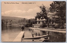 K32/ Oquaga Lake New York Postcard c1910 The Retlaw Dock Boat Deposit 541 picture