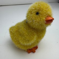 vintage flocked yellow baby chick figurine easter spring decor 3