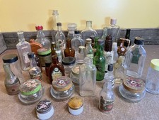 Mixed Bottles Antique Vintage Big Lot 45 Medicine Liqour Perfume Cologne Bottles picture
