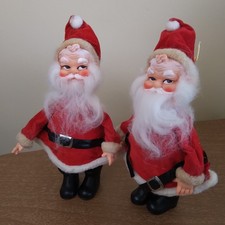 Vintage Santa Claus (Lot of 2) Plastic Face about 8