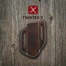 Twisted X® XKS-115 Leather Sheath Brown Pancake Belt Loop Vertical Carry Trapper picture