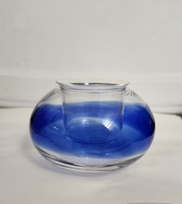 Signed Carlo Moretti Hand-Blown Murano Glass Tealight Candle Holder Cobalt Blue  picture