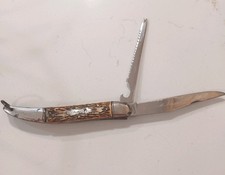 Vintage Colonial Fish Knife Folding Pocket Knife Stainless Prov. U.S.A. Jigged H picture