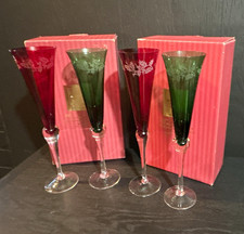 Lenox Holiday Gems Toasting Flutes  2 sets (ruby and green) 4 total original box picture