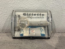 1960 Gillette Fatboy Adjustable Metal Safety Razor with Case Blades 