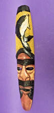X-Large Hand Carved Wooden Tribal Face Wall Mask W/Dolphin Carvings 23
