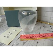 New Lenox Vase Windswept Clear Frosted Cut Swirls Full Lead Crystal picture