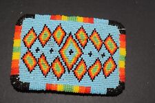 Vintage Native American Navajo Beaded Leather Belt Buckle Geometric Designs picture