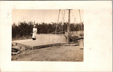 1913 RPPC Woman Early Airplane Aviation Biplane Real Photo Postcard Posted [AC] picture
