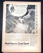 Life Magazine Ad NORTH AMERICA GROUP AGENTS 1938 Ad A1 picture