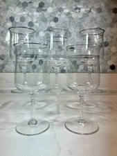 Lenox Moonspun Platinum Rim Goblets Etched Floral Stemware Set of 5 Vintage USA picture