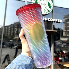 Starbucks Rainbow Diamond Studded Tumbler Cup 24oz 710ml Cold Drink Beverage CN. picture