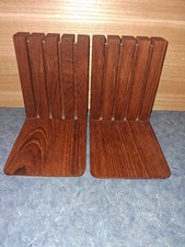 Vntg Kalmar Teak Wood Bookends Pair MCM Slatted Slats-Thailand-Very Nice Conditi picture