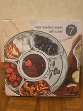 7 Piece Melamine Lazy Susan With Cover Divided Serving Dishes Grey new 2026 picture