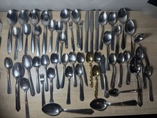 Lot Of Vintage Steel Silverware Spoon Serving Knives Forks Stainless Oneida Etc picture