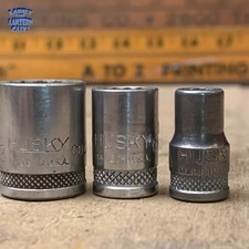 Vintage Knurled 1940-50’s HUSKY 1/4 Inch Drive Sockets - Size 1/2