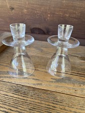Vtg 78 Lenox Stueben-style Clear Crystal Candle Holders Crystal Gallery Signed picture