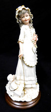 Vintage Auro Belcari Dear 8.5” Tall Girl with Baby Doll Porcelain Figurine picture