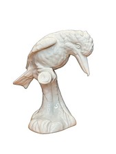 VTG Perched Kookaburra Kingfisher Australian Bird White Ceramic Figurine Glazed picture