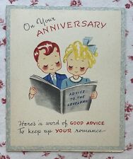 Vintage 1940s UNUSED Cute Couple Anniversary NOS Greeting Card picture