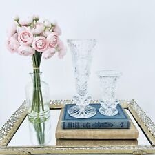 2 Hofbauer Byrdes Footed Crystal Glass Mini Vase Toothpick Holder And Bud Vase picture