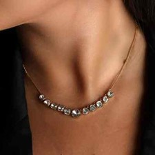 Diamond Polaki Slice Necklace Silver, 925 Sterling Silver Charm Handmade, picture