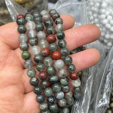 10pc 8mm Natural AfricanBlood Bead Bracelet Reiki CrystalQuartz Healing Decorate picture