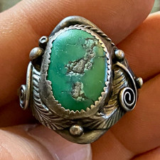 JUSTIN MORRIS SIGNED NAVAJO STERLING SILVER RING (Size 10-12) picture