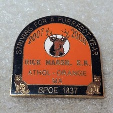 BPOE #1837 Athol Orange MA Elks Lodge Logo Hat Pin Rick Marsh E.R. Perfect Year picture