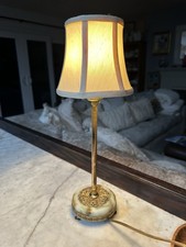 Petit French Onyx Bronze Gold Gild Boudoir Lamp 18” Tall 1930’s Stunning Shaded picture