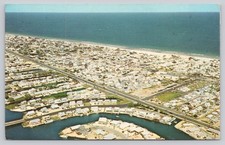 Vintage Aerial View Lavallette New Jersey Oceanfront Beach & Bay 1976 Postcard picture