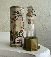 Antique Shari Langlois 1920’s Perfume Vial Silk Floral Case Boudoir Display picture