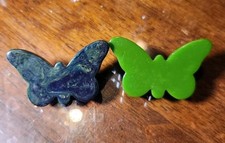 Pair Of Vintage Art Deco Bakelite Butterfly Brooches. Blue Moon, Green picture