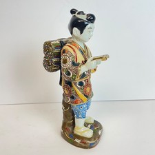 JAPANESE KUTANI (Nine Valleys) SATSUMA GILDED PORCELAIN MAN FIGURINE  10” picture