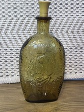 Albany Glass Works George Washington Flask Decanter Brown Antique circa 1847 picture