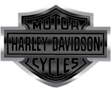 Harley-Davidson Bendable Bar & Shield Decal, Black Chrome 4-1/4