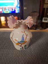 bristol glass vase hand painted picture