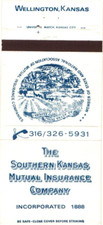 Southern Kansas Mutual Insurance Co Wellington KS Vintage Matchbook Cover 1970s picture