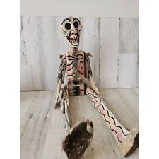vintage Jointed wooden skeleton folk art day dead 25