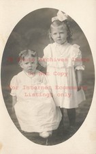 Studio Shot, RPPC, Girls Helen Grace & Mary Dolores in White Dresses, Photo picture