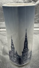 Royal Copenhagen Vintage 5080 Hexagonal Vase 1958 - Danish Porcelain Crown Mark picture