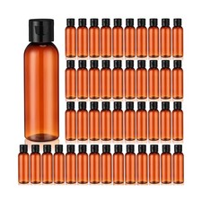 Zhehao 200 Pcs 2 oz Brown Plastic Empty Bottles with Lids(Black Cap) picture