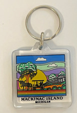 Vintage Mackinac Island, Michigan Souvenir Keychain Clear Plastic picture