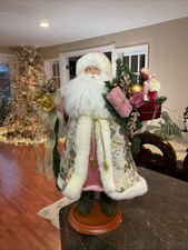 Victorian Christmas Santa Mantel Table Top Figurine Ivory Rose 16” X 10 Wide picture