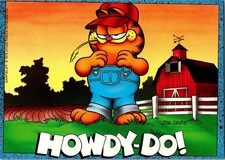 Vintage 1978 Garfield  Jim Davis Howdy-Do Farm Overalls Argus Postcard picture