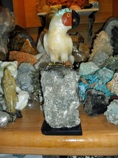 Huge Mineral Gemstone Macaw Parrot Bird Carving Just Beautiful picture