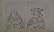 Antique 1840's Native American Engraving Art Crow Woman Kah-beck-a History picture