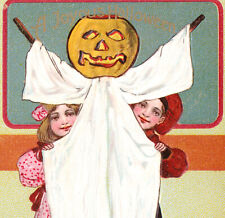 Joyous Halloween Pumpkin Ghost JOL Paul Fink Berlin 778 PFB Series 9422 PostCard picture