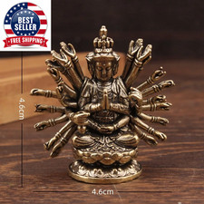 Retro Brass Thousand-Hand Bodhisattva Buddha Statue Avalokitesvara Guanyin Altar picture